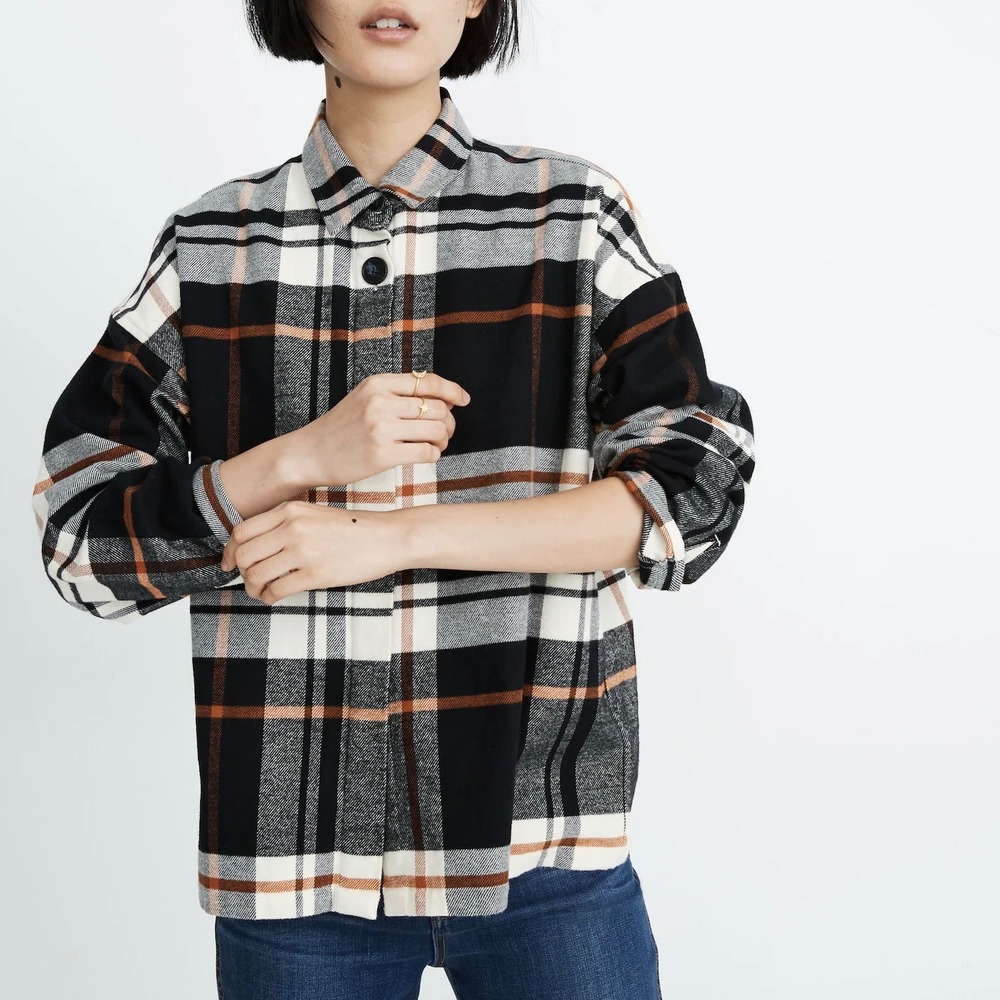 Madewell Black Flannel Bromley Shirt Size Small